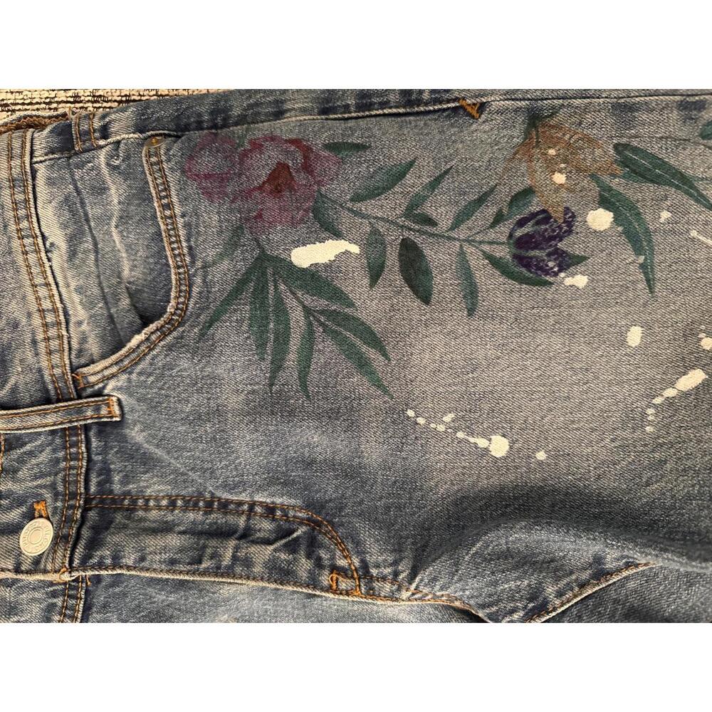 NWOT Pilcro By Anthropologie Boyfriend Painted Jeans Size 27 - Picture 4 of 8